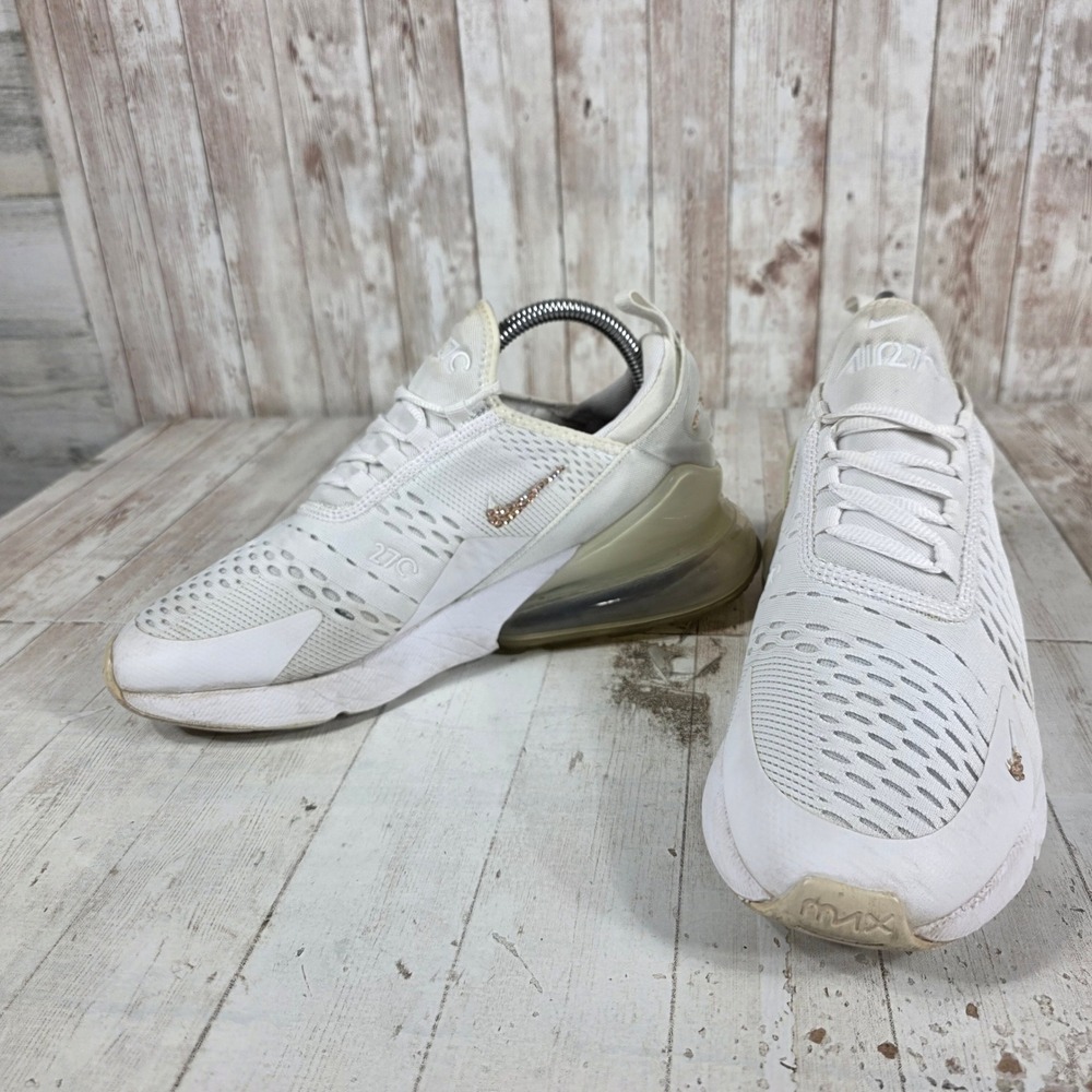 Nike Air Max 270 White Rose Gold Rhinestone Shoes 943345-103 Womens 8 Youth 6.5Y - Picture 7 of 8